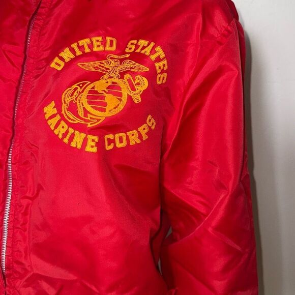 Vintage Marine Corp Jacket Medium 70s Artex USMC Red Military Lightweight Nylon - Picture 3 of 16